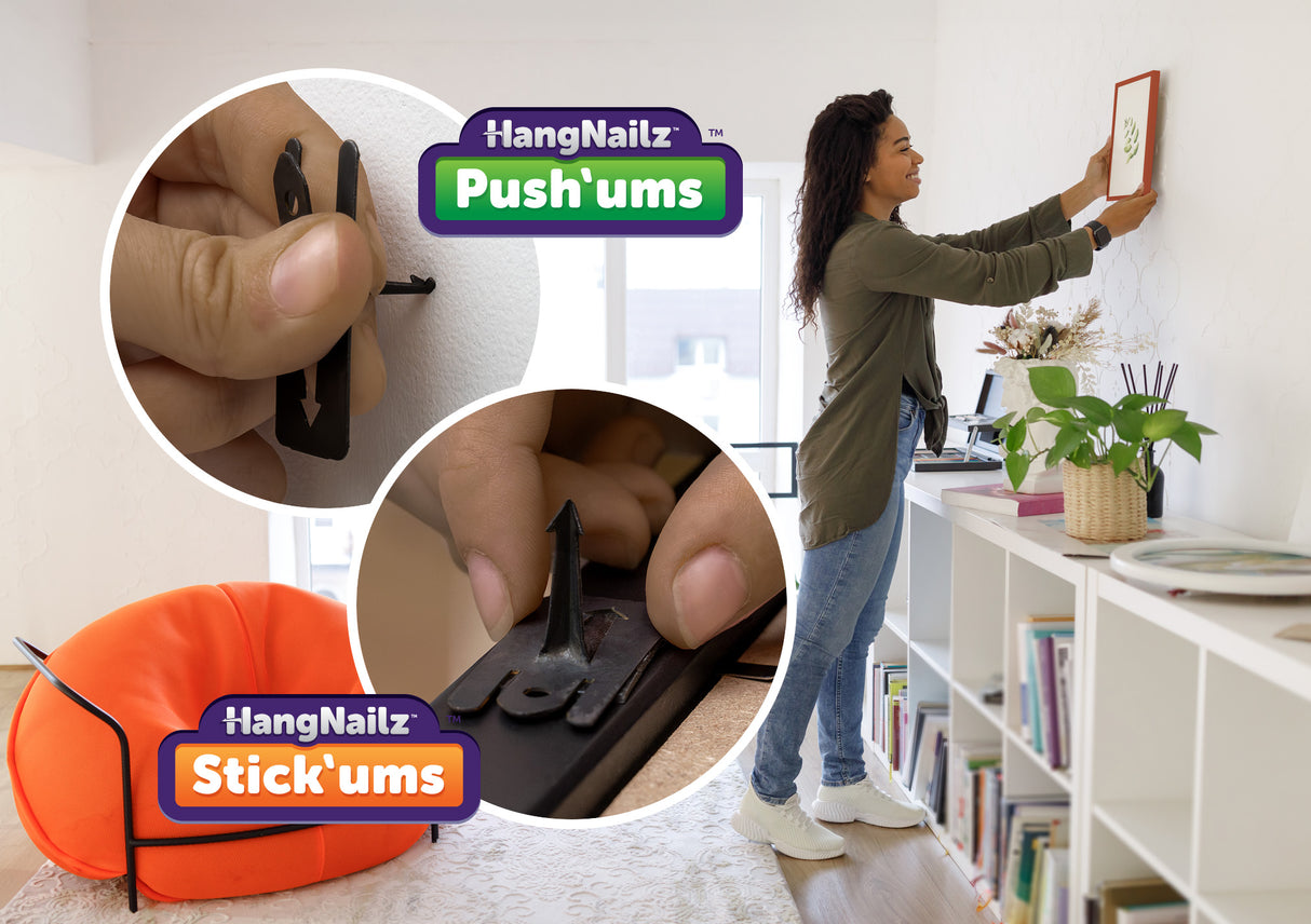 HangNailz Combo Pak – Push-In Wall Hooks & Anchors