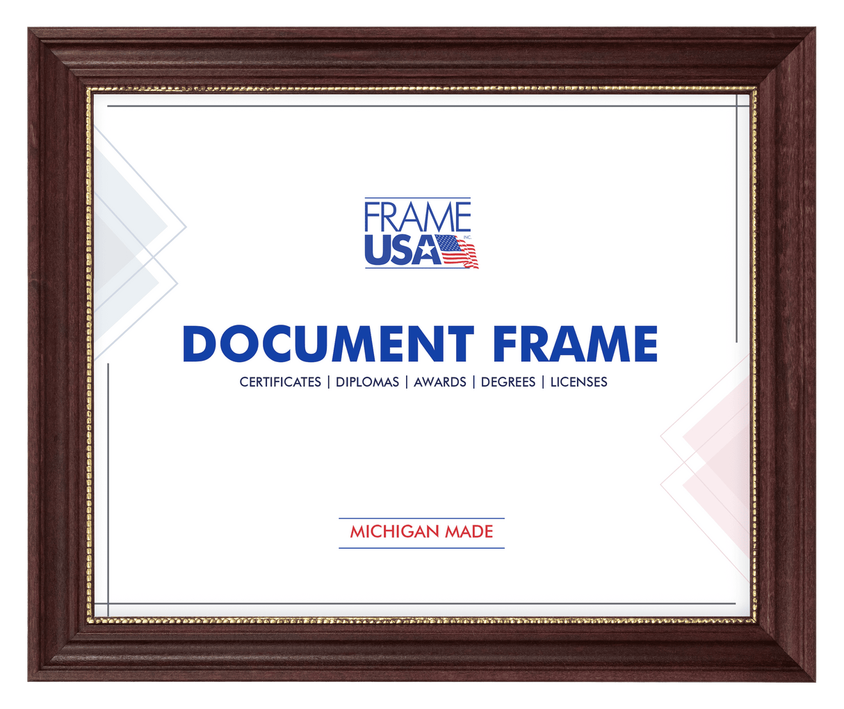 Boardroom Cherry With Gold Bead Certificate Frame
