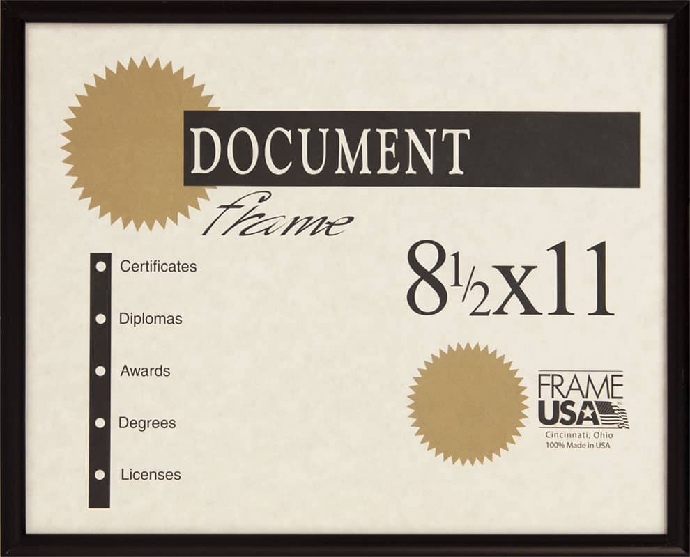 Metal Flat Black Certificate Frame