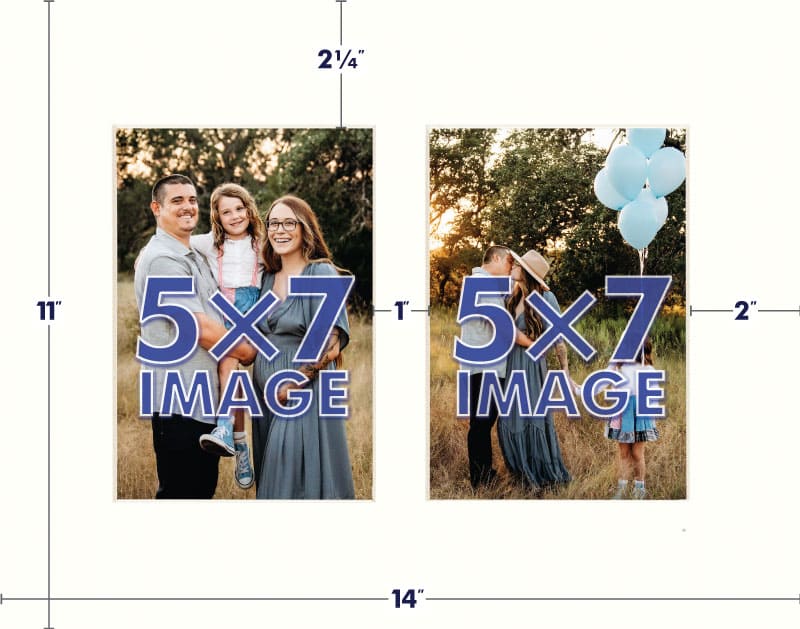 Smooth White Mat With 2 Openings For 5X7 Images