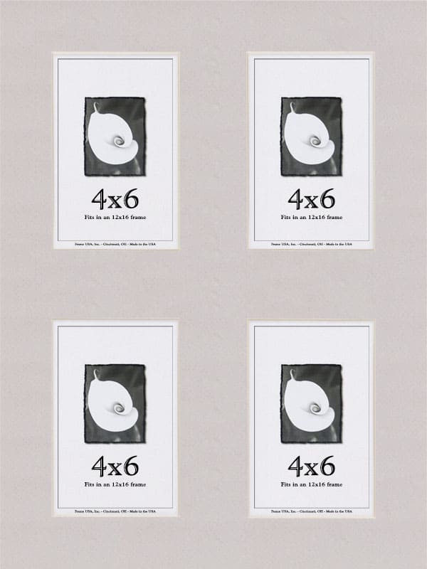 Gray Window Mat With 4 Openings For 4X6 Images