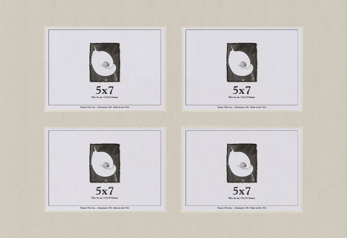 Gray Mat With 4 Openings For 5X7 Images