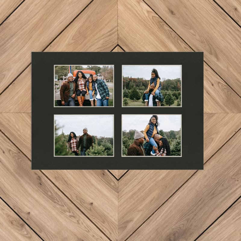 Smooth Black Mat With 4 Openings For 5X7 Images