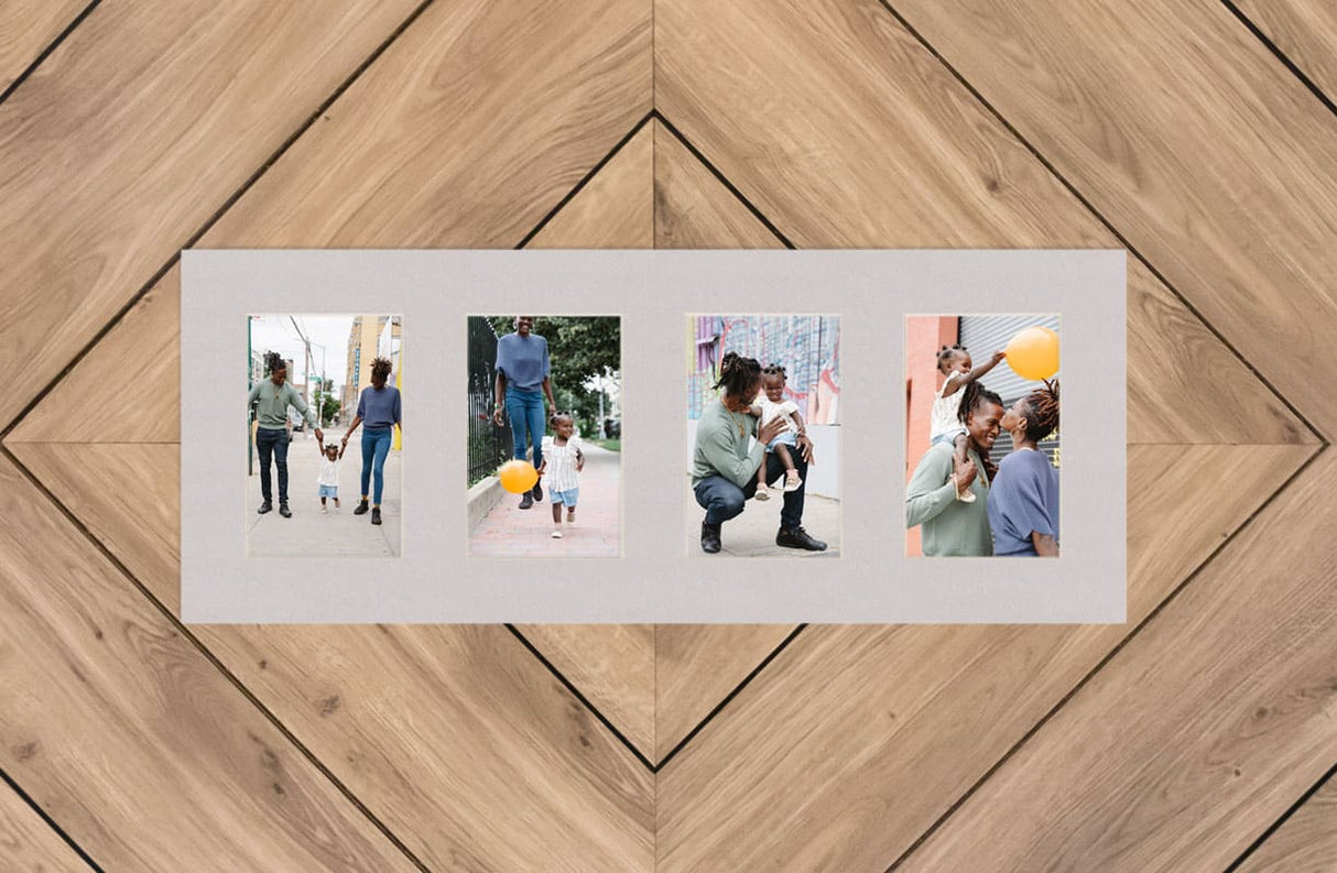 Gray Mat With 4 Openings For 4X6 Images