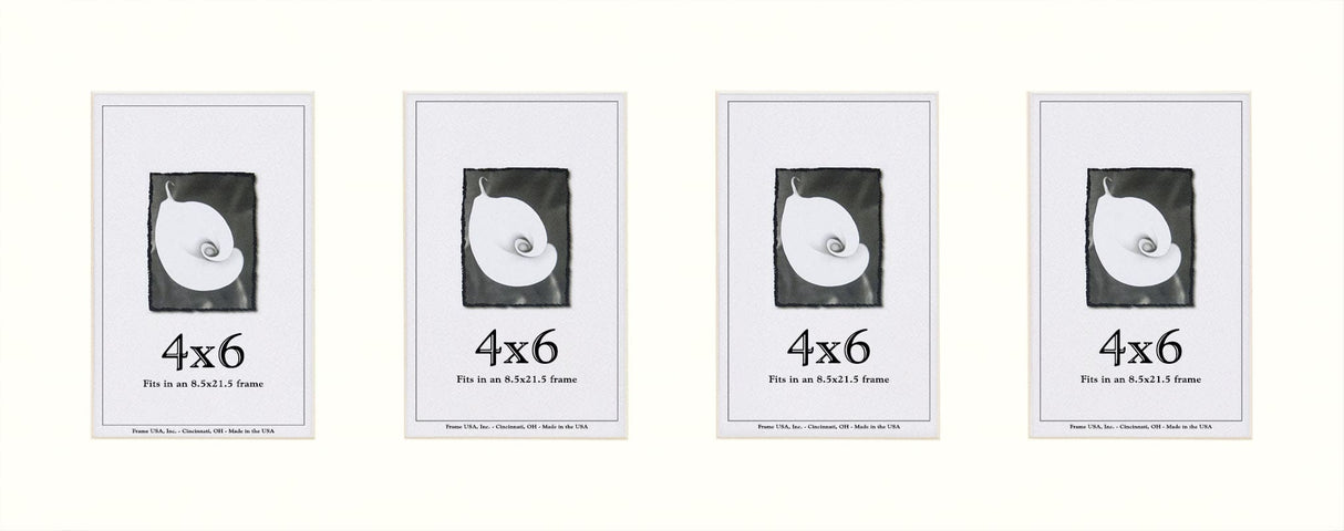 Smooth White Mat With 4 Openings For 4X6 Images