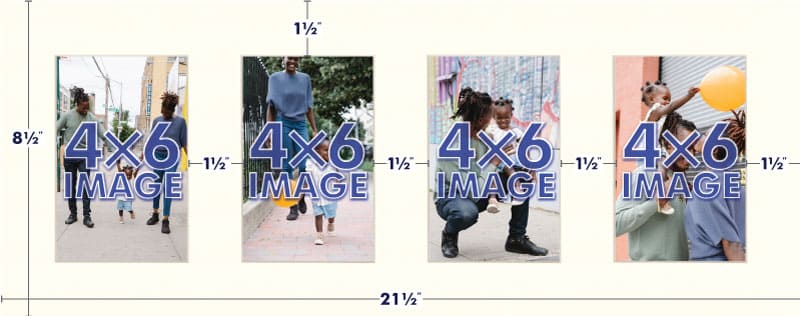 Smooth White Mat With 4 Openings For 4X6 Images