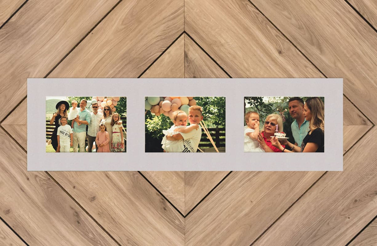 Gray Mat With 3 Openings For 5X7 Images