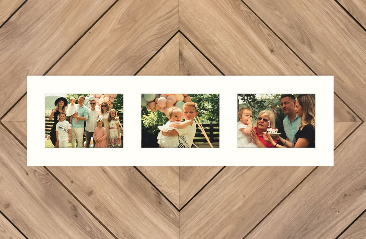 Smooth White Mat With 3 Openings For 5X7 Images