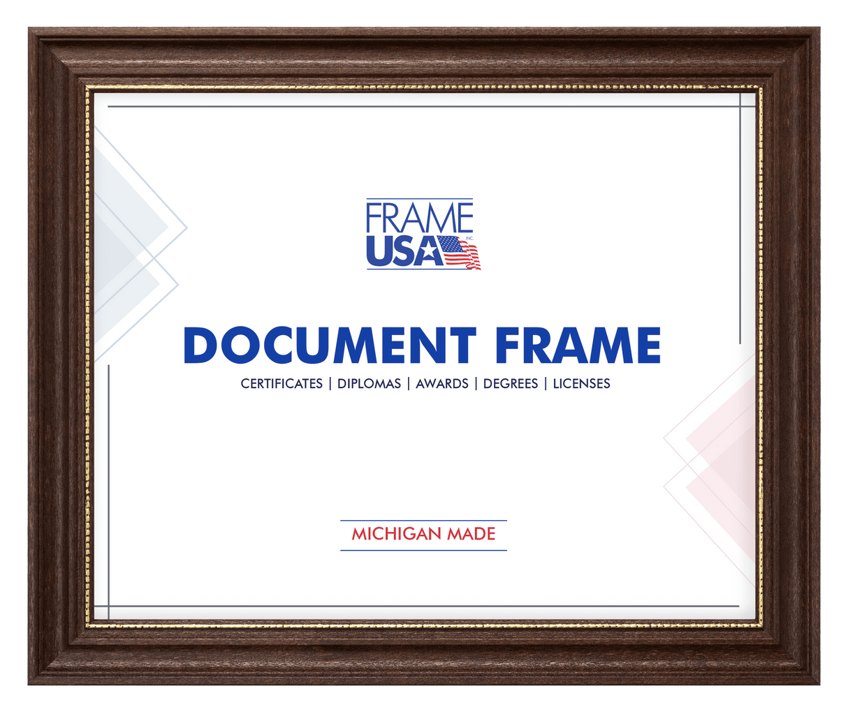Boardroom Walnut With Gold Bead Certificate Frame