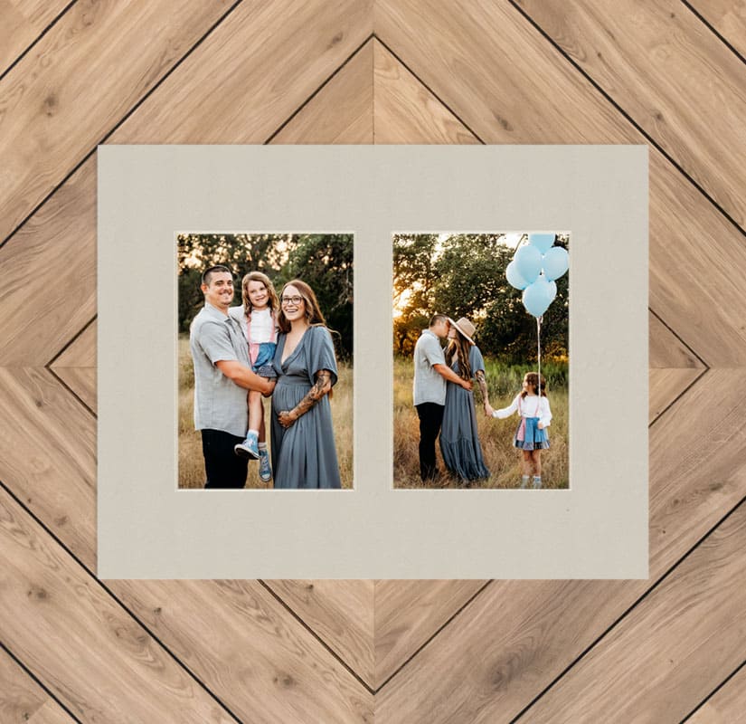 Gray Mat With 2 Openings For 5X7 Images