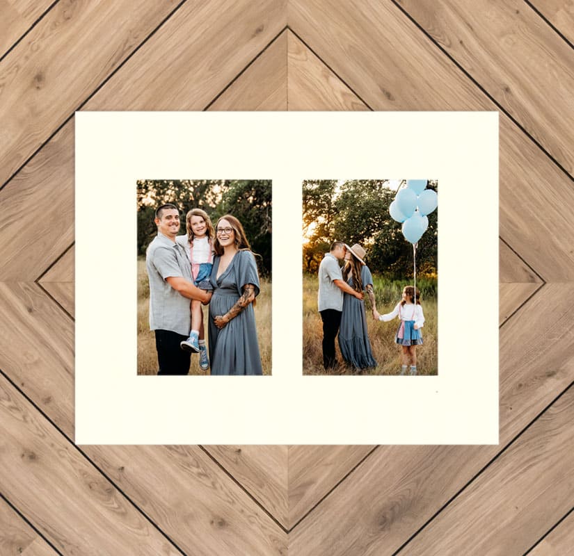 Pure White Mat With 2 Openings For 5X7 Images