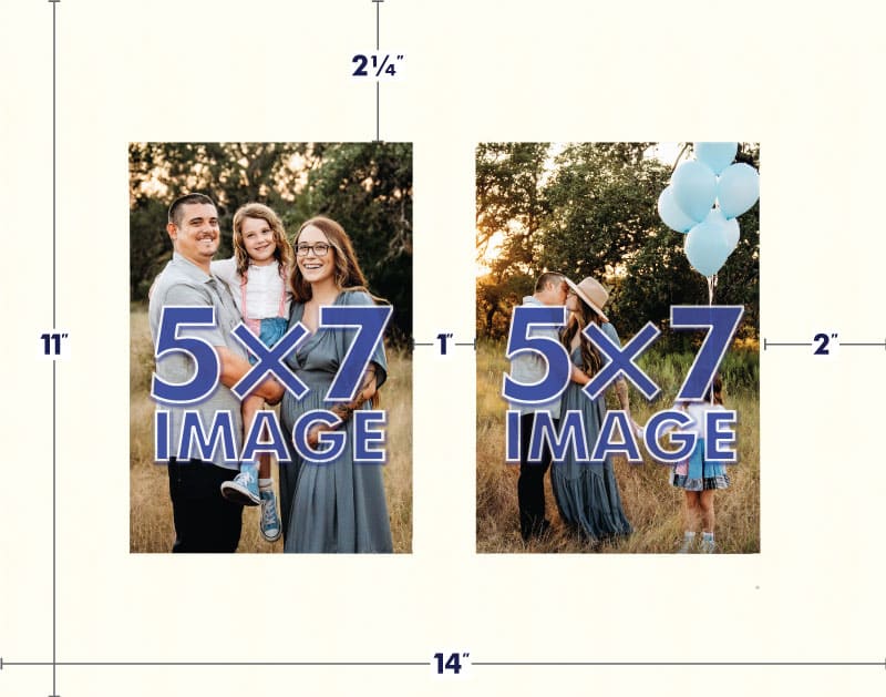 Pure White Mat With 2 Openings For 5X7 Images