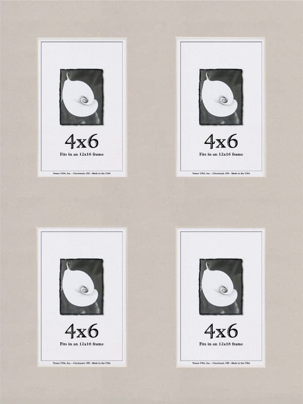 Pure Gray Window Mat With 4 Openings For 4X6 Images