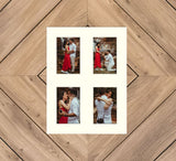 Pure White Window Mat With 4 Openings For 4X6 Images