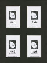 Smooth Black Window Mat With 4 Openings For 4X6 Images