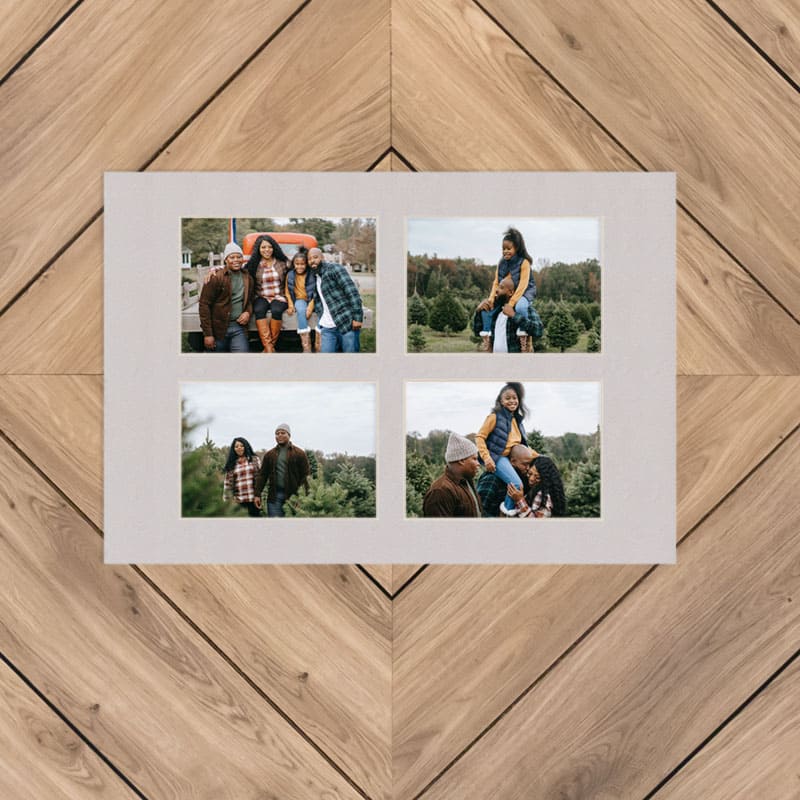Gray Mat With 4 Openings For 5X7 Images
