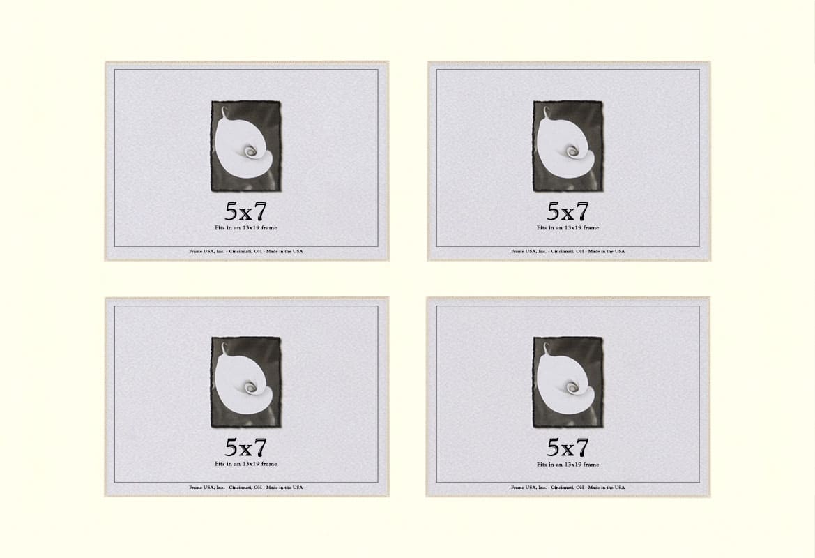 Pure White Mat With 4 Openings For 5X7 Images