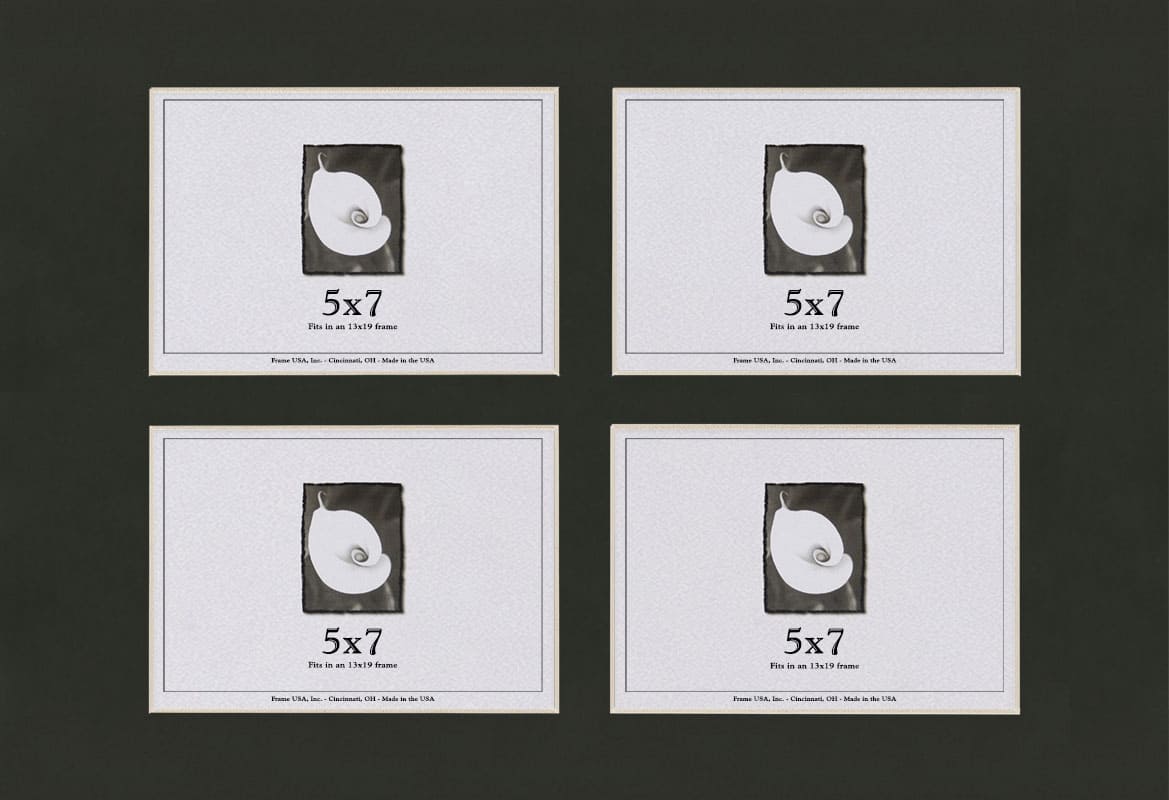Smooth Black Mat With 4 Openings For 5X7 Images