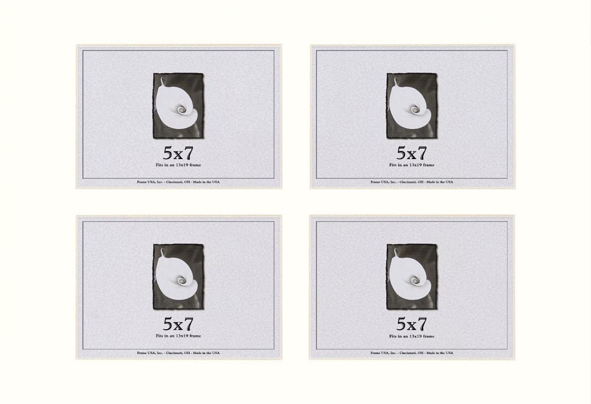 Smooth White Mat With 4 Openings For 5X7 Images
