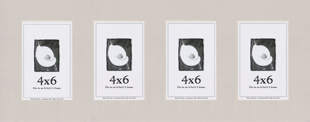 Pure Gray Mat With 4 Openings For 4X6 Images
