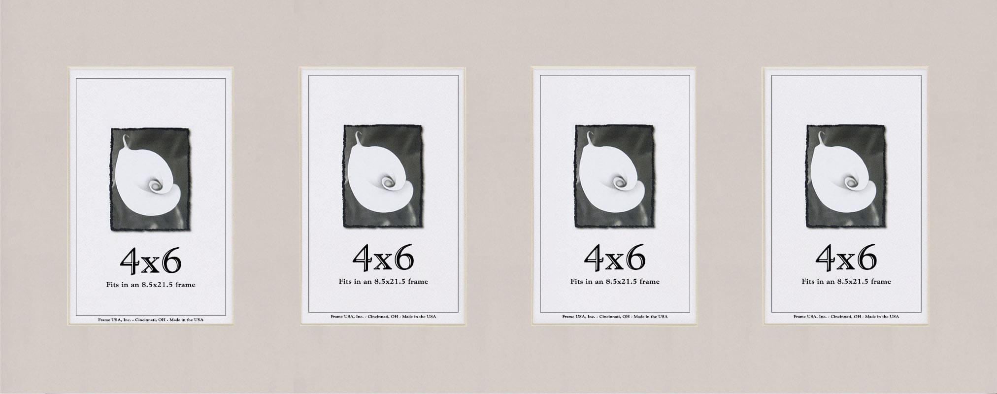 Pure Gray Mat With 4 Openings For 4X6 Images