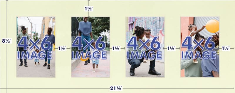 Pure White Mat With 4 Openings For 4X6 Images