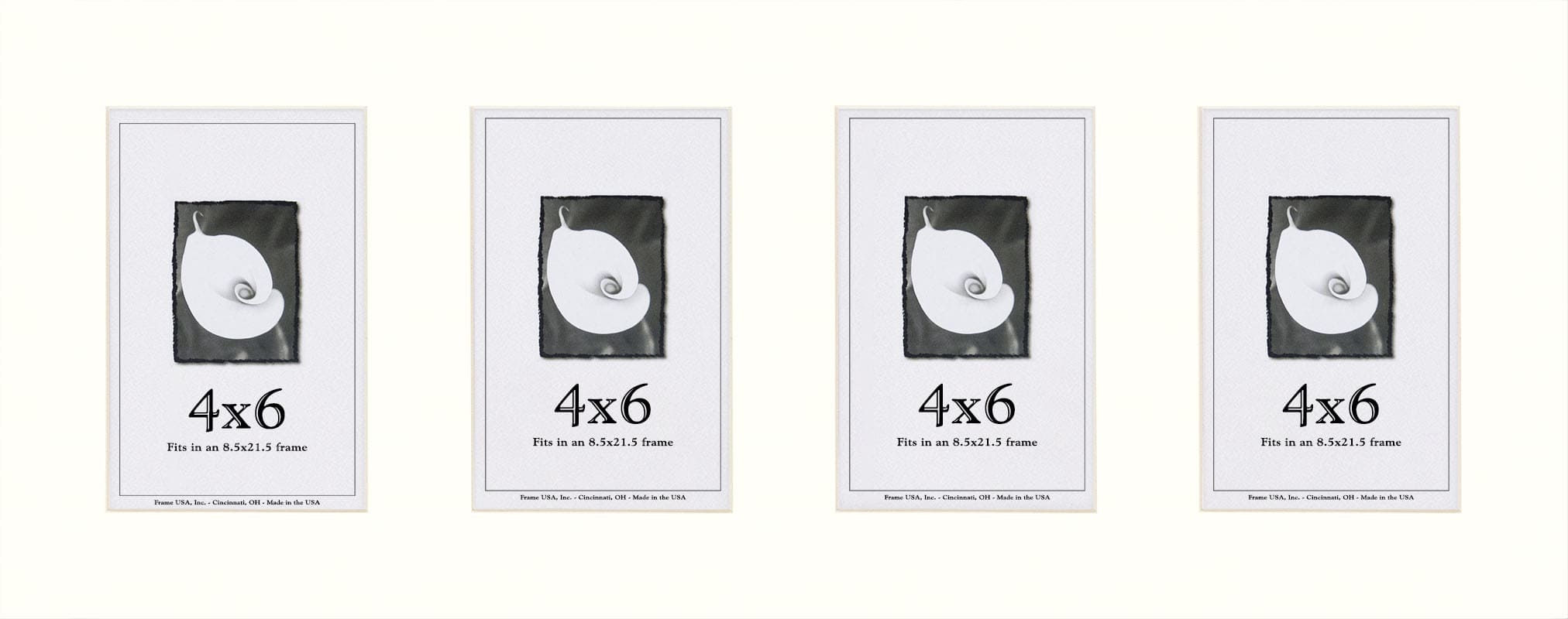 Smooth White Mat With 4 Openings For 4X6 Images