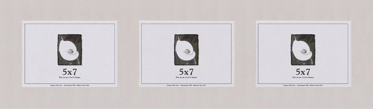 Gray Mat With 3 Openings For 5X7 Images