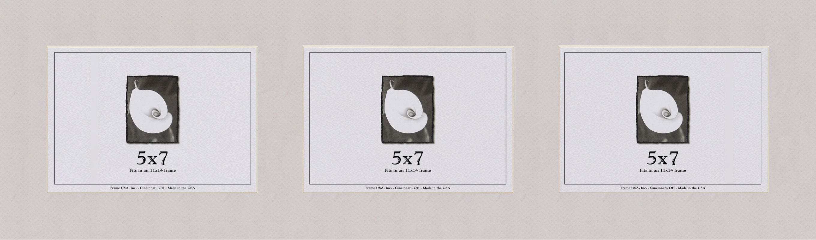 Gray Mat With 3 Openings For 5X7 Images