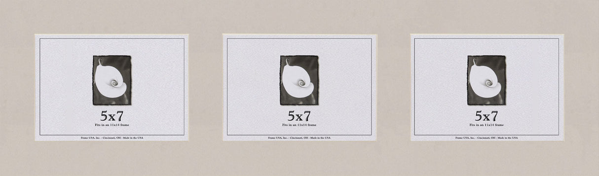 Pure Gray Mat With 3 Openings For 5X7 Images