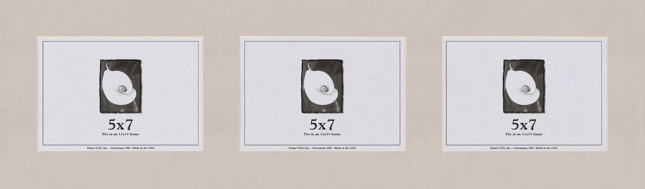 Pure Gray Mat With 3 Openings For 5X7 Images