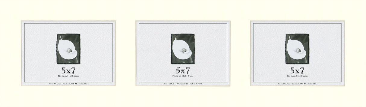 Pure White Mat With 3 Openings For 5X7 Images