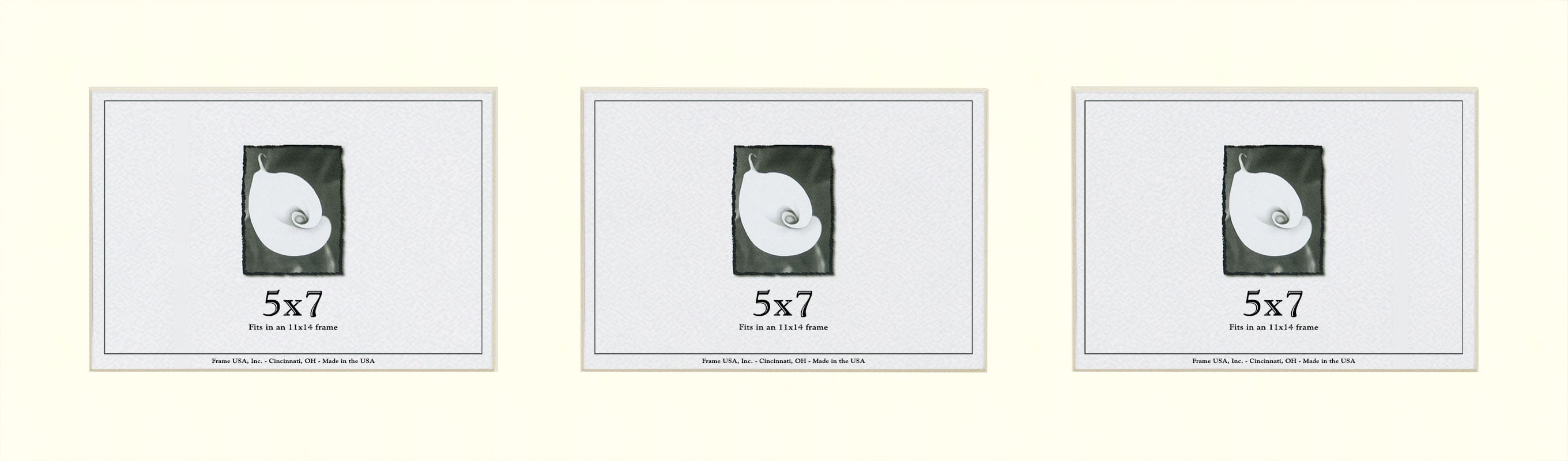 Pure White Mat With 3 Openings For 5X7 Images