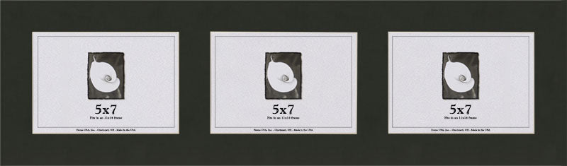 Smooth Black Mat With 3 Openings For 5X7 Images